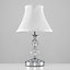ValueLights Modern Polished Chrome Touch Table Lamp With White Pleated Shade