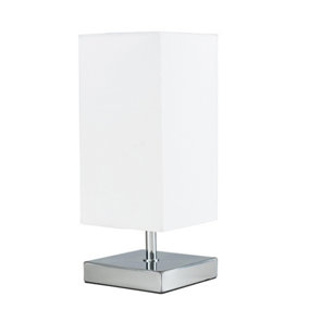 ValueLights Modern Polished Chrome Touch Table Lamp With White Shade