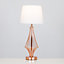 ValueLights Modern Polished Copper Metal Wire Geometric Diamond Design Table Lamp With White Shade