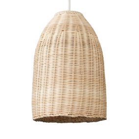 ValueLights Modern Rattan Basket Ceiling Pendant Light Shade In Natural Wicker Finish