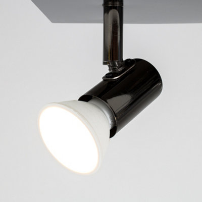 ValueLights Modern Rectangular Black Chrome Plate 8 Way Adjustable GU10 Ceiling Spotlight