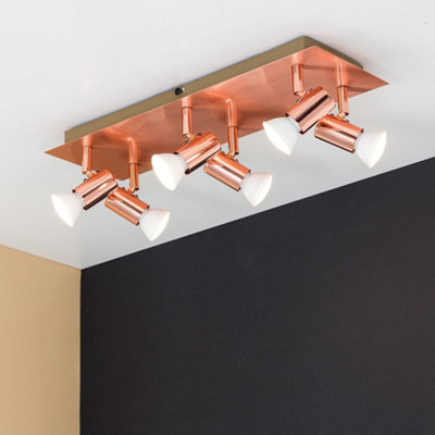 ValueLights Modern Rectangular Copper Effect 6 Way Adjustable GU10 Ceiling Spotlight