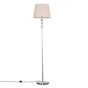 ValueLights Modern Silver Chrome And Clear Acrylic Ball Floor Lamp With Beige Shade