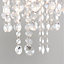 ValueLights Modern Silver Glitter Cylinder Ceiling Pendant Light Shade With Clear Acrylic Jewel Droplets
