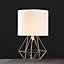 ValueLights Modern Silver Metal Basket Cage Bed Side Table Lamp With White Fabric Shade