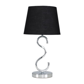 ValueLights Modern Sleek Design Polished Chrome Touch Table Lamp With Black Tapered Light Shade