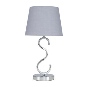 ValueLights Modern Sleek Design Polished Chrome Touch Table Lamp With Grey Light Shade