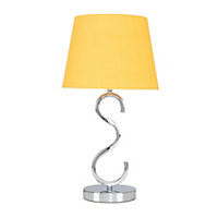 ValueLights Modern Sleek Design Polished Chrome Touch Table Lamp With Mustard Light Shade