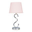 ValueLights Modern Sleek Design Polished Chrome Touch Table Lamp With Pink Light Shade