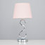 ValueLights Modern Sleek Design Polished Chrome Touch Table Lamp With Pink Light Shade