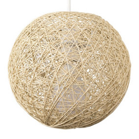 ValueLights Modern Small Cream Lattice Wicker Rattan Globe Ball Style Ceiling Pendant Light Lampshade