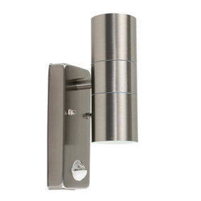 ValueLights Modern Stainless Steel IP44 Rated PIR Motion Sensor Up Down Outdoor Security Wall Light