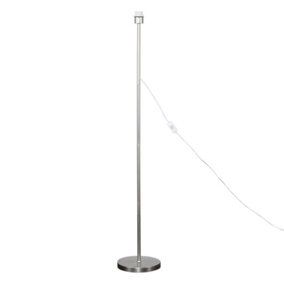 ValueLights Modern Standard Floor Lamp Base In Brushed Chrome Metal Finish - Includes 15w LED GLS Bulb 6500K Cool White