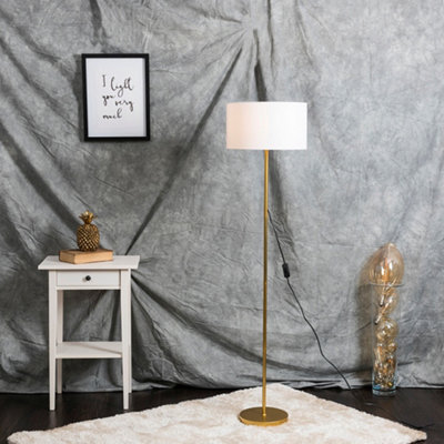 ValueLights Modern Standard Floor Lamp Base In Gold Effect Metal Finish