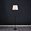 ValueLights Modern Standard Floor Lamp In Black Metal Finish With Large White Tapered Light Shade