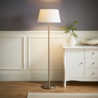ValueLights Modern Standard Floor Lamp In Brushed Chrome Metal Finish ...