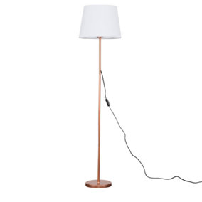 ValueLights Modern Standard Floor Lamp In Copper Metal Finish With White Tapered Shade