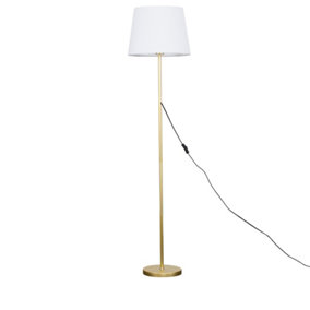 ValueLights Modern Standard Floor Lamp In Gold Metal Finish With White Tapered Shade