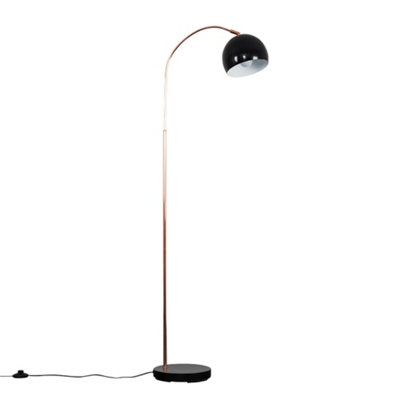 ValueLights Modern Style Copper Black Curved Stem Floor Lamp With Black Dome Shade