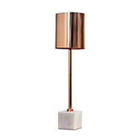 ValueLights Modern Tall Cylinder Stick Table Lamp With Cube Marble Base
