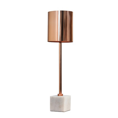 ValueLights Modern Tall Cylinder Stick Table Lamp With Cube Marble Base