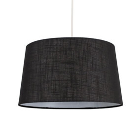 ValueLights Modern Tapered Black Faux Linen Ceiling Pendant Table Lamp Light Shade