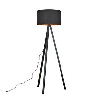 ValueLights Modern Tripod Floor Lamp With Black Gold Light Shade