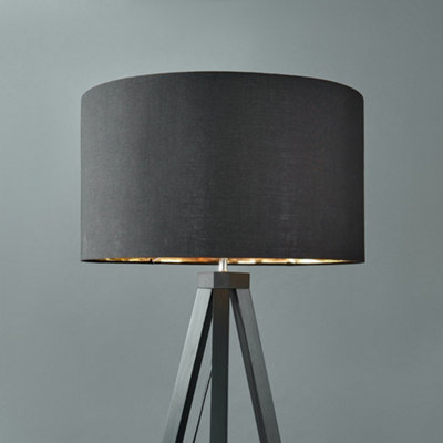 ValueLights Modern Tripod Floor Lamp With Black Gold Light Shade