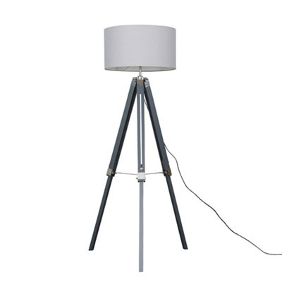 ValueLights Modern Tripod Grey Floor Lamp With Large Grey Shade DIY