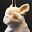 ValueLights Modern White Ceramic French Bull Dog Table Lamp With White Polycotton Light Shade