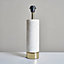 ValueLights Modern White Marble And Brass Cylinder Table Lamp Base