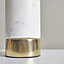 ValueLights Modern White Marble And Brass Cylinder Table Lamp Base