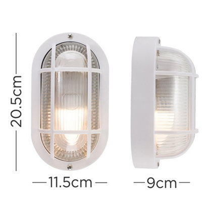 ValueLights Modern White Outdoor Garden Security Bulkhead Wall Light IP44 Rated - Includes 10w LED GLS Bulb 6500K Cool White