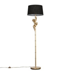 ValueLights Monkey Animal Quirky Modern Black Floor Lamp With Black Shade