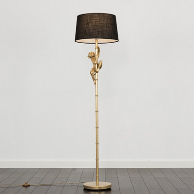 ValueLights Monkey Animal Quirky Modern Black Floor Lamp With Black Shade