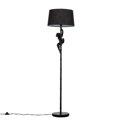 ValueLights Monkey Animal Quirky Modern Black Floor Lamp With Black Shade