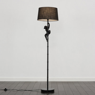 ValueLights Monkey Animal Quirky Modern Black Floor Lamp With Black Shade