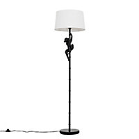 ValueLights Monkey Animal Quirky Modern Black Floor Lamp With White Shade