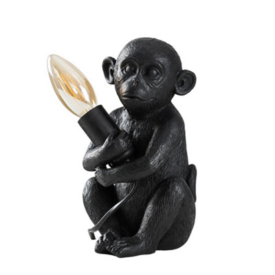 ValueLights Monkey Animal Quirky Modern Black Painted Table Lamp