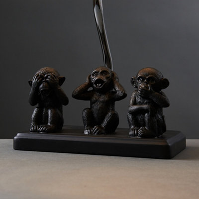 ValueLights Monkey Animal Quirky Modern Black Table Lamp With Grey Shade