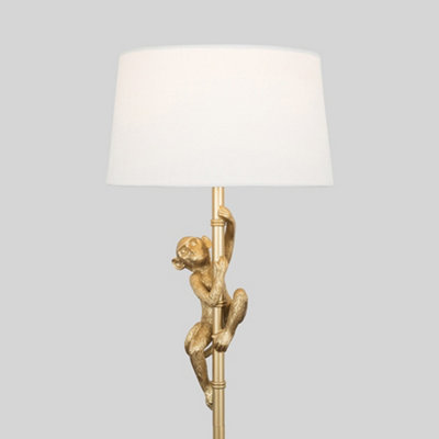 ValueLights Monkey Animal Quirky Modern Gold Floor Lamp With White Shade