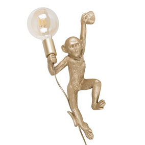ValueLights Monkey Animal Quirky Modern Gold Wall Light