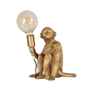 ValueLights Monkey Animal Quirky Modern Metallic Gold Painted Table Lamp
