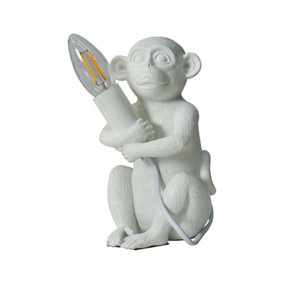 ValueLights Monkey Animal Quirky Modern White Painted Table Lamp