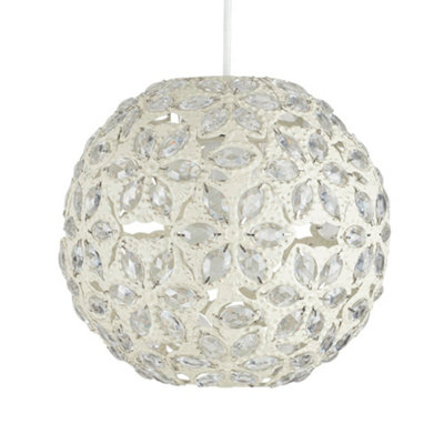 ValueLights Moroccan Contemporary Moroccan Style Shabby Chic Cream Metal Jewelled Ball Ceiling Pendant Light Shade