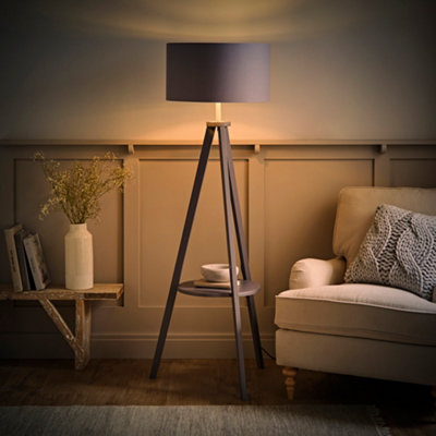 ValueLights Morrigan Modern Grey Wood Tripod Design Floor Lamp
