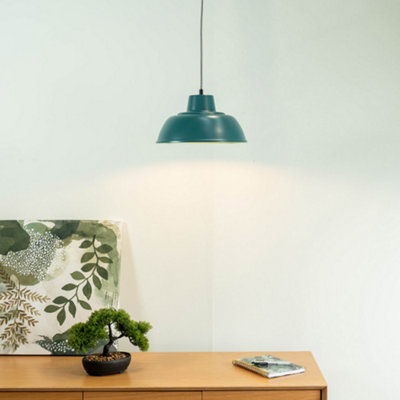 ValueLights Morris Teal Metal Hanging Pendant Ceiling Light Fitting for Living Room Kitchen