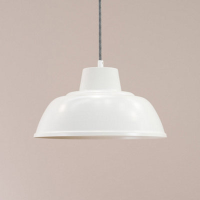 ValueLights Morris White Metal Hanging Pendant Ceiling Light Fitting for Living Room Kitchen - LED Bulb Included