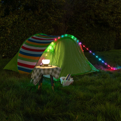 ValueLights Multi-Purpose Camping Festival Solar Light with RGB String Lights Hanging Party Lamp and USB Charging