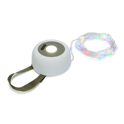 ValueLights Multi-Purpose Camping Festival Solar Light with RGB String Lights Hanging Party Lamp and USB Charging